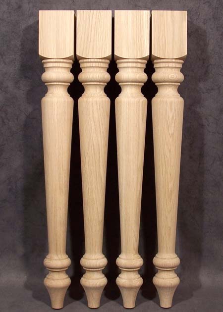 Tischbeine Holz in rustikaler, konisch gedrechselter Form, Eiche, TL17