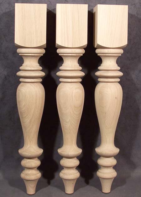 Tischbeine Holz in schmaler Form mit wunderschönen gedrechselten Bögen, Eiche, TL96
