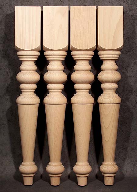 Tischbeine Holz in wunderschöner konischer Form mit abgeflachten Kugeln, TL80