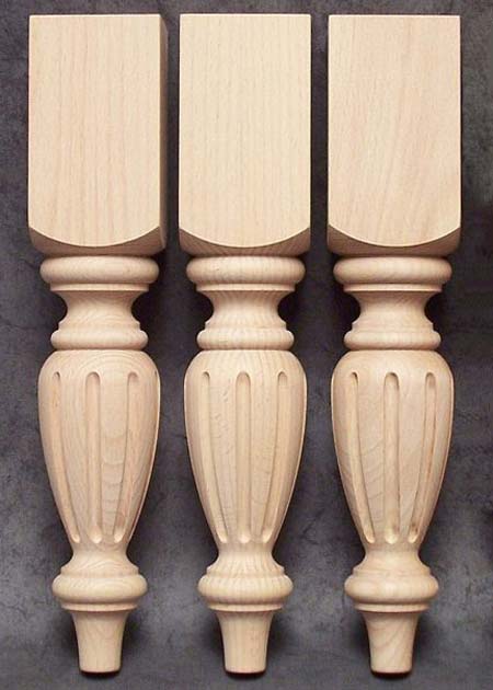 Tischbeine Holz in wunderschöner wölbiger Form, gedämpfte Buche, TL76