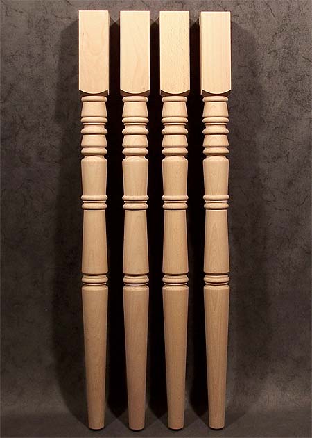 Tischbeine Holz mit gedrechselten Kegeln und Ringen, TL60