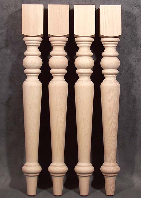 Tischbeine Holz mit gedrechselter Kugel und gedrechselten Ringen, TL59