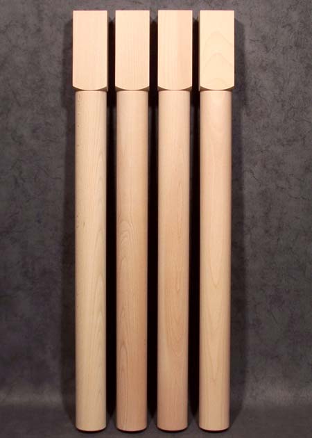 Tischbeine Holz mit kurzem zylindrischem oberem rechteckigem Teil, TL46