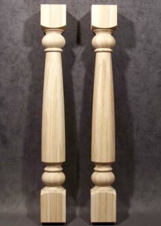 Tischbeine Holz unten und oben mit rechteckigem Teil aus gedunsener Eiche, TL71