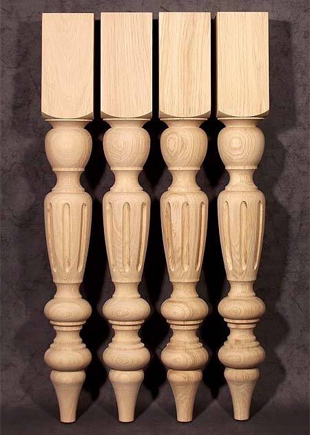 Tischbeine aus Holz in schmal gedrechselter Form für Esstisch, Buche, 9x9cm, TL75