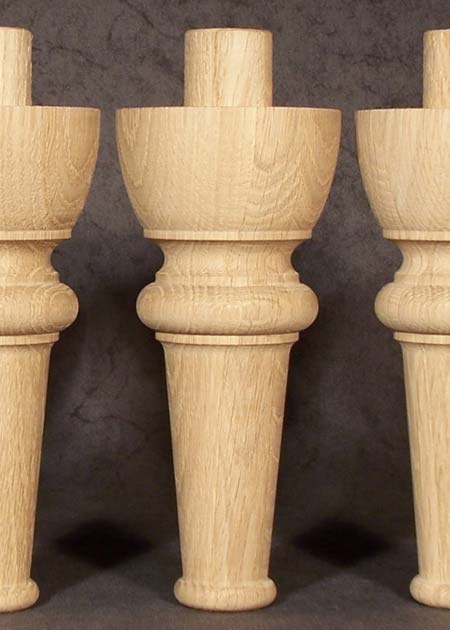 Möbelfüße Holz in eleganter gedrechselter Form, Eiche, GM16