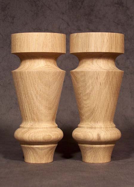 Möbelfüße Holz in gedrechselter konischer Form, oben mit kurzem geradem Teil, Eiche, GM65