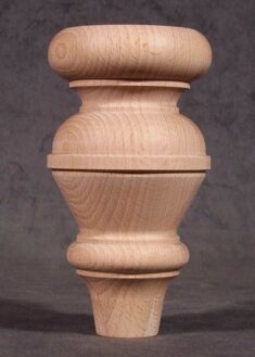 Möbelfüße Holz in schrumpfender gedrechselter Form, gedämpfte Buche, GM51