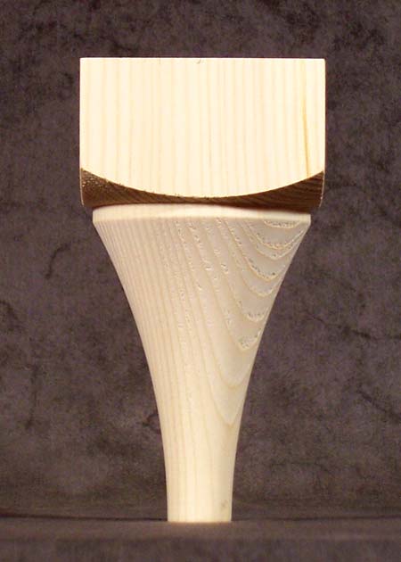 Schmale Möbelfüße Holz oben mit rechteckigem Teil, Fichte, GM43