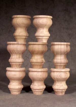Möbelfüße Holz mit traditionellem Motiv und gebogenem unterem Teil, amerikanischer Nussbaum, GM39