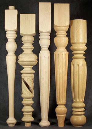 Varianten der Tischbeine Holz in verschiedenen Holzarten, in verschiedenen Größen, TL015