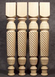 Wunderschöne Tischbeine aus Holz mit zwei Arten von besonderer Zierfräsung, TL19